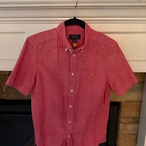 Polo by Ralph Lauren Short-Sleeve Button-Down Shirt in Coral Pink